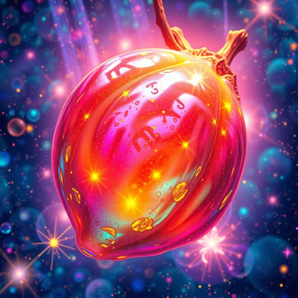 Iridescent Chichi Fruit in Cosmic Expanse