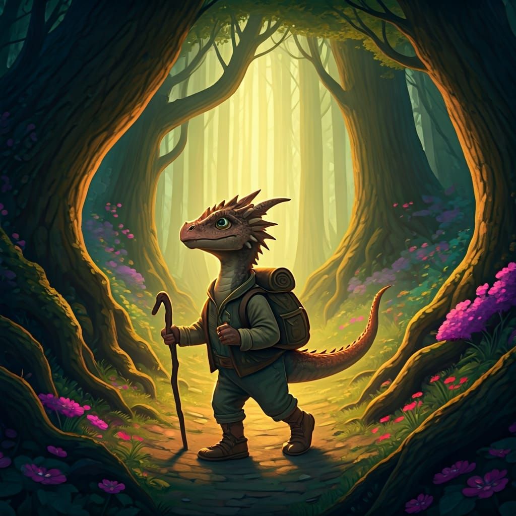 Dragon Explorer in Enchanted Forest
