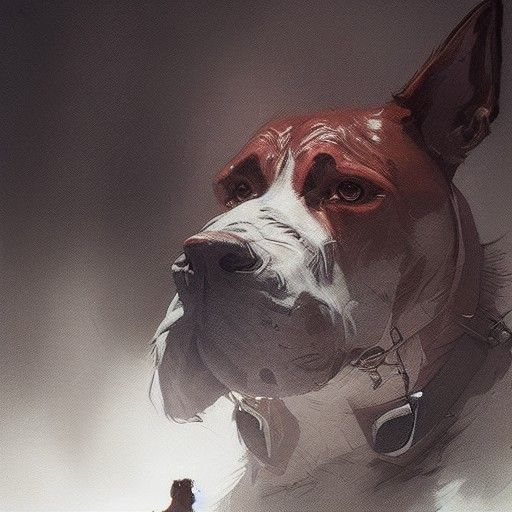 Sinister Dog-Man Character in Dark Fantasy Style