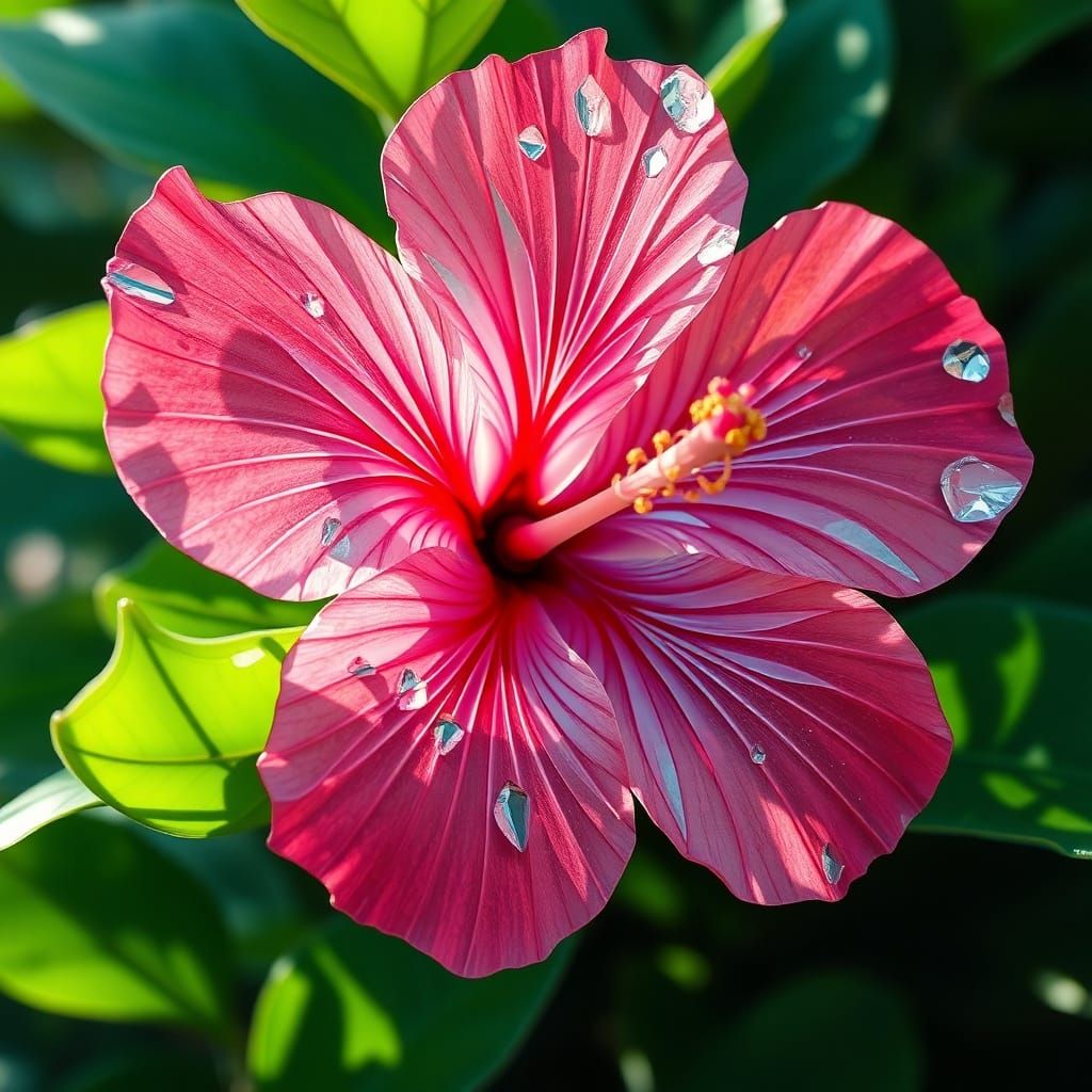 Crystal Hibiscus Flower in Dreamy Futuristic Style