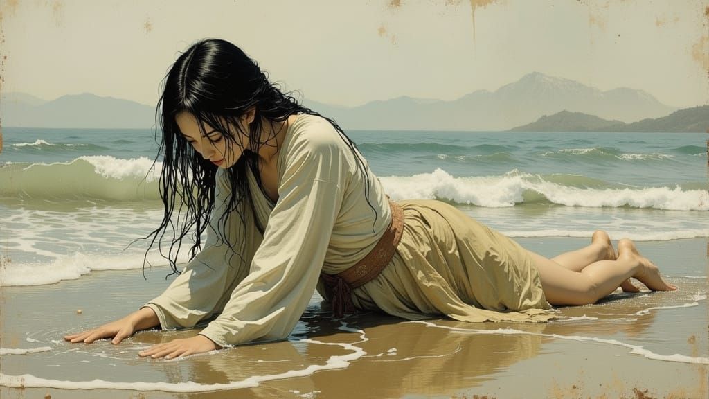 Surreal Korean Goddess Awakens from Oceanic Slumber