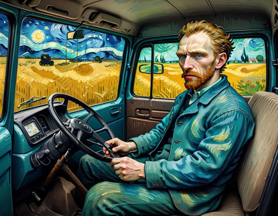 Van Gogh Drives a Van as Post-Impressionist Painting