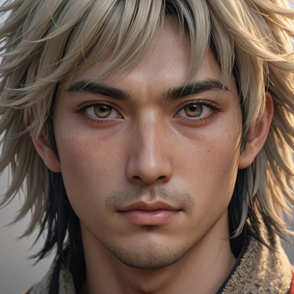 Detailed 3D Anime Portrait of an Asian Man