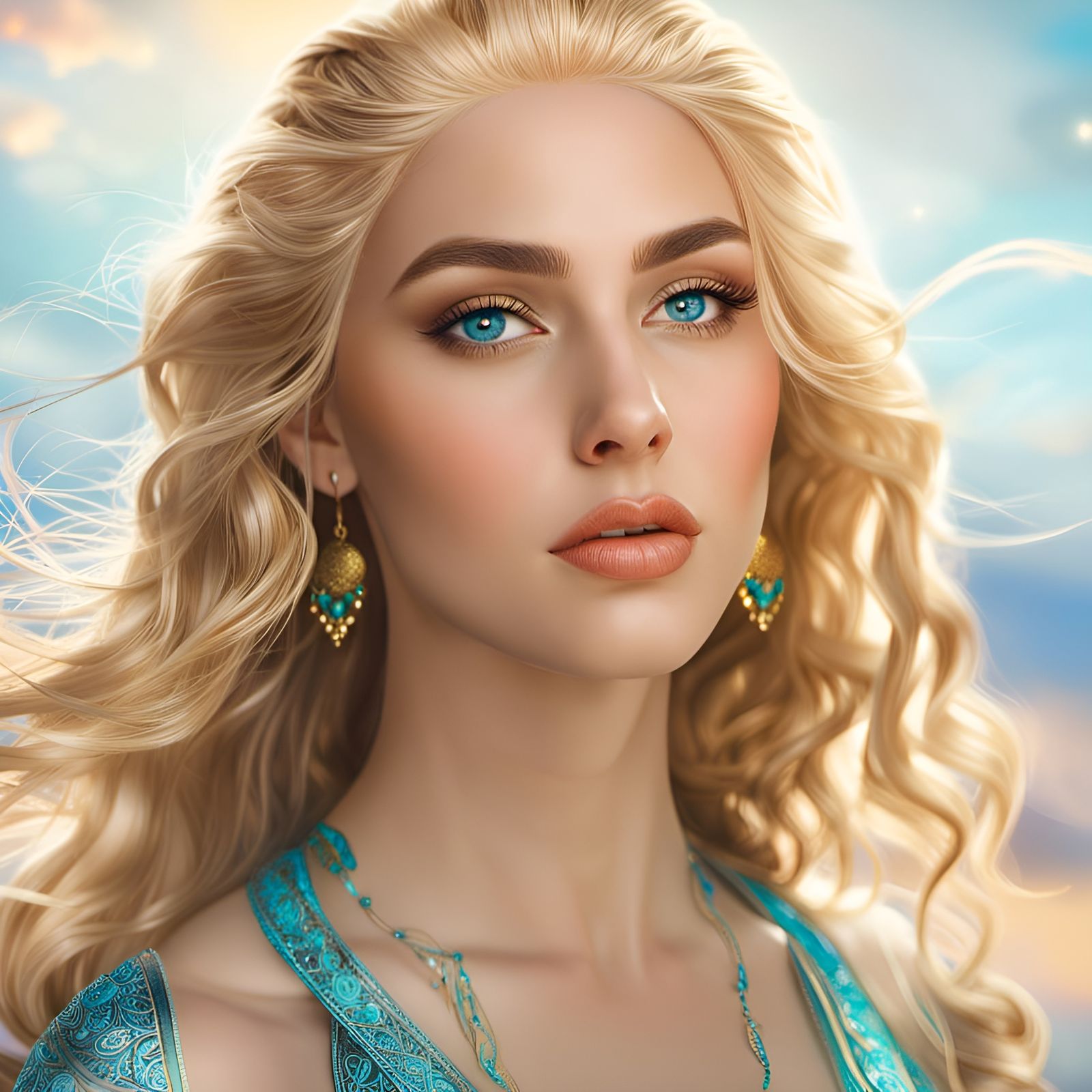 Beautiful Nymph with Golden Hair in Hyperrealistic Style