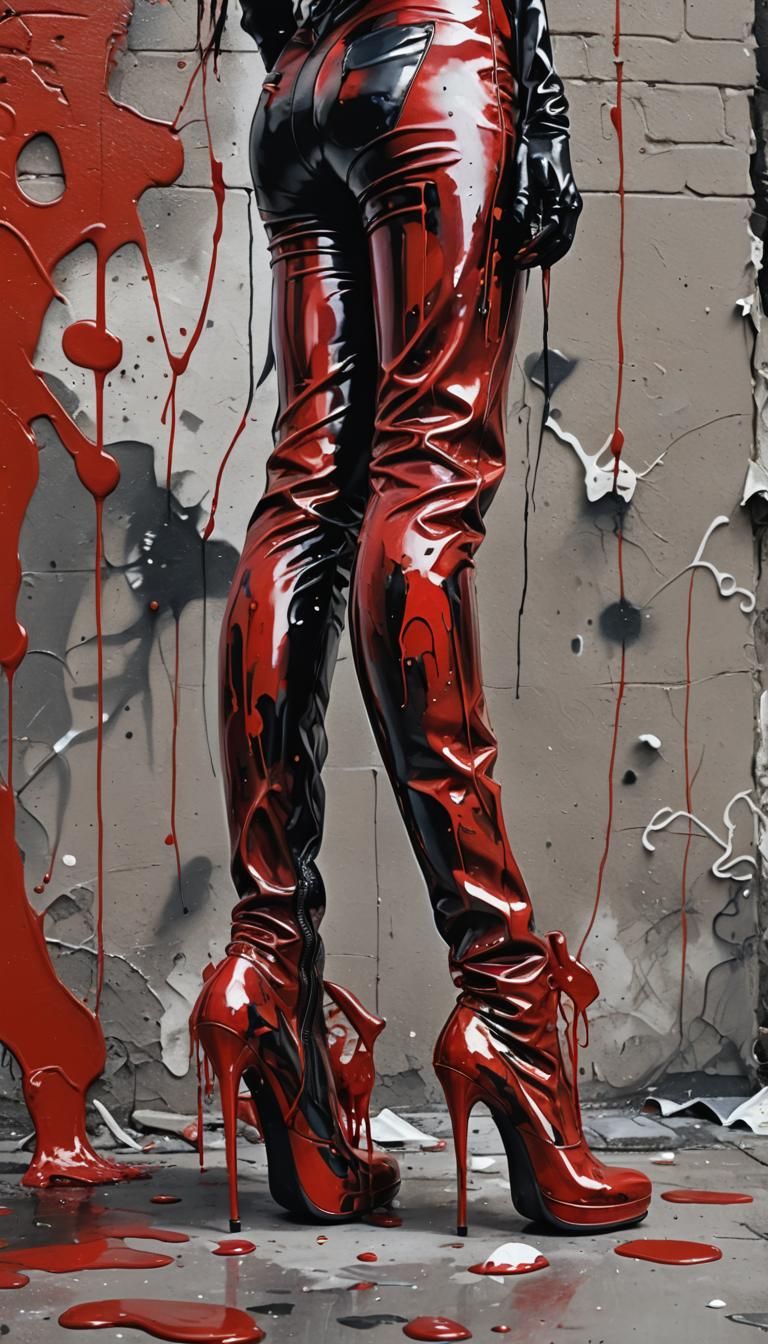 Red Catsuit in Graffiti Street Art Style