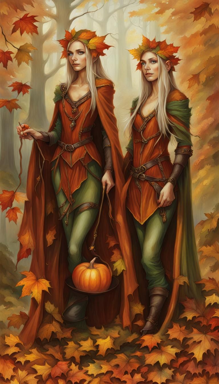 Autumn Elves: A Digital Art Piece