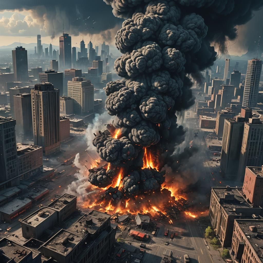 Apocalyptic Cityscape Ruin in Cinematic Style
