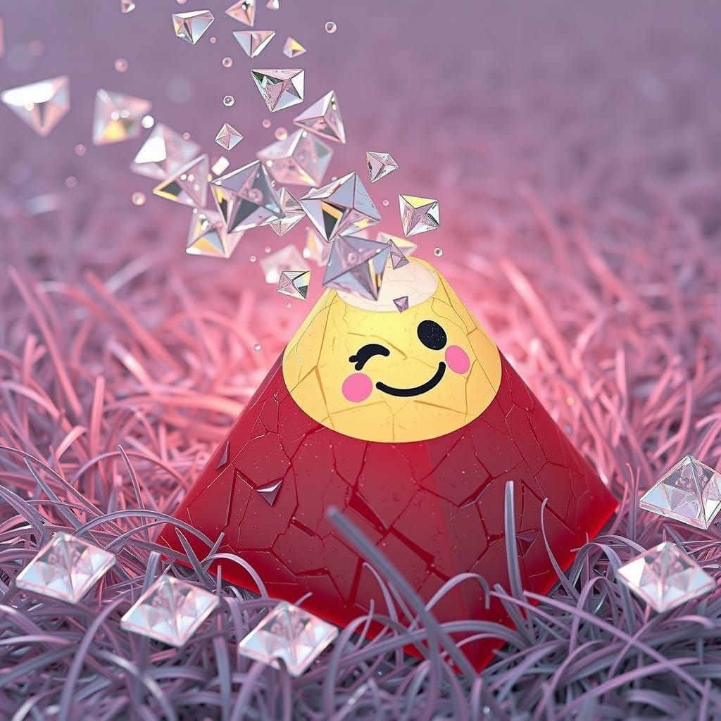 Translucent Plastic Pyramid Vomiting Smaller Pyramids in Gra...