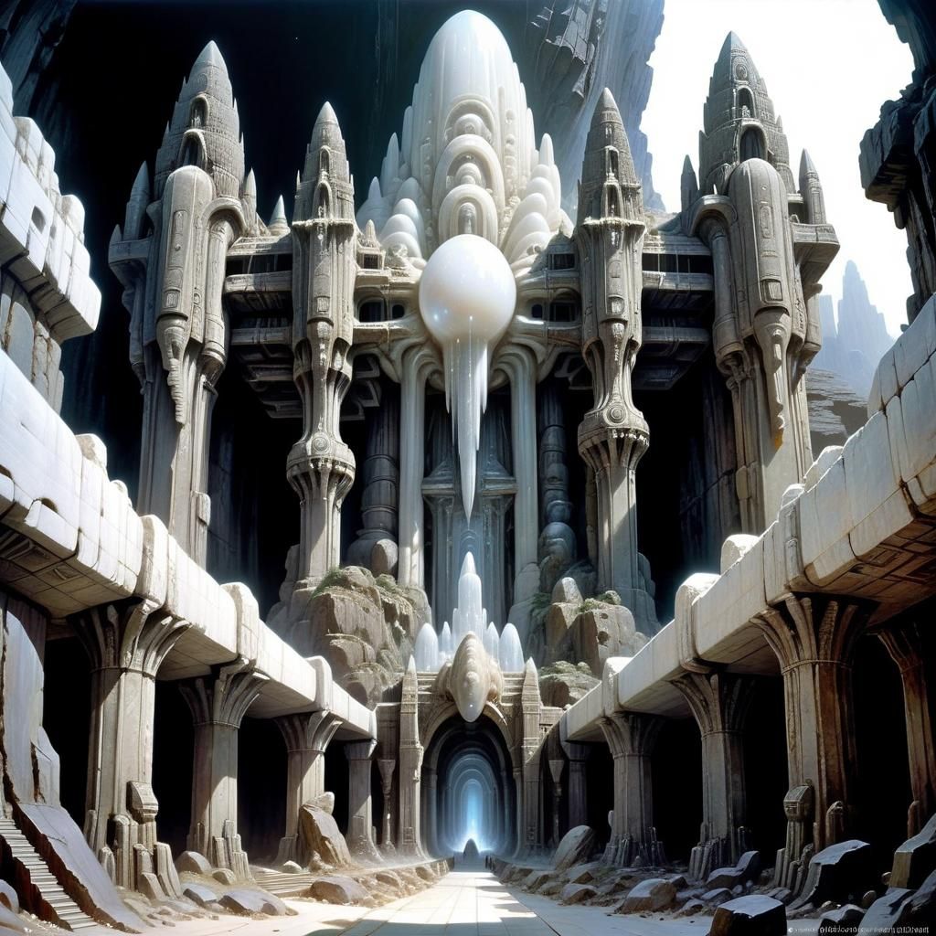 Monumental Crystal Temple Dreamscape in Sinister Light