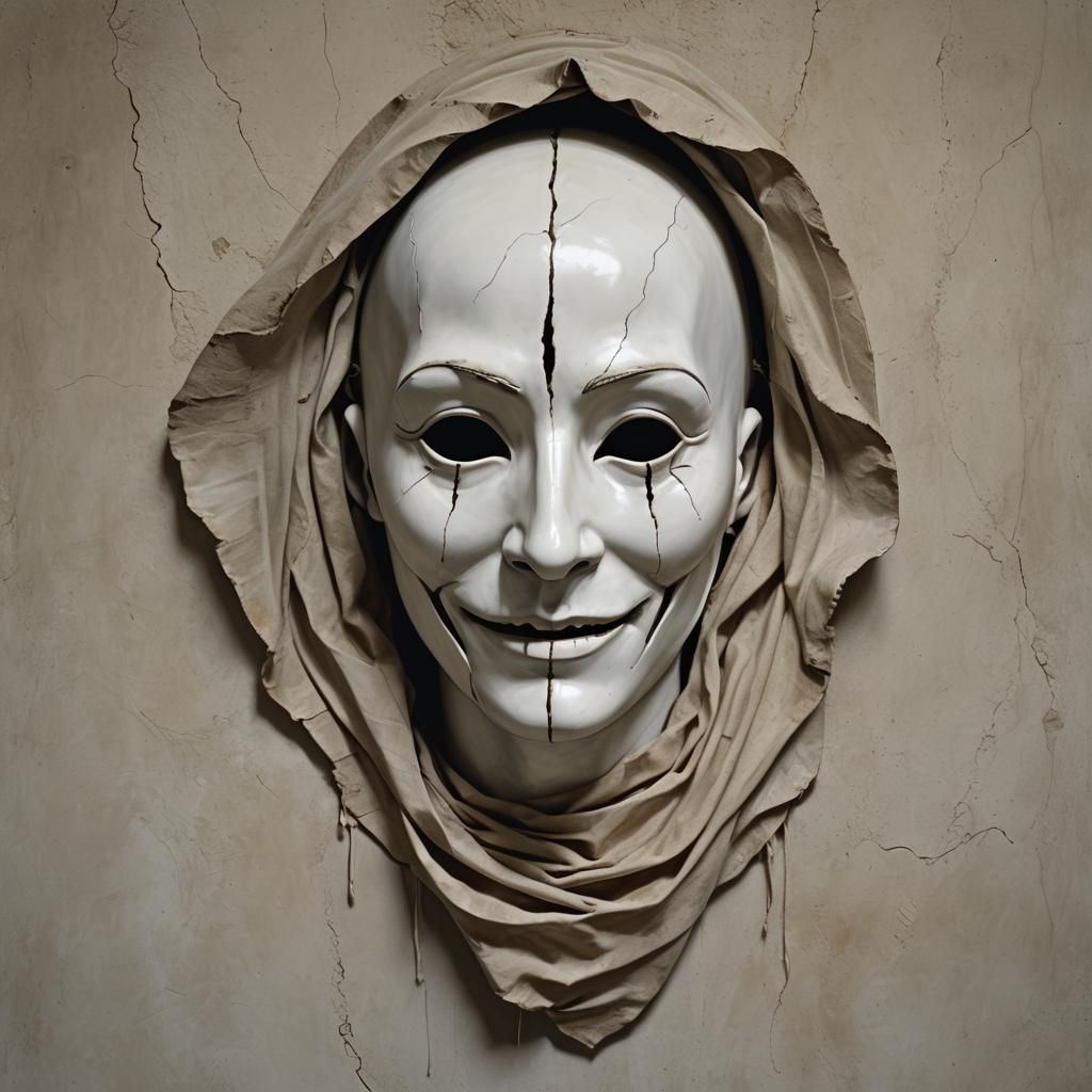 Eerie Porcelain Mask with Sunken Eyes