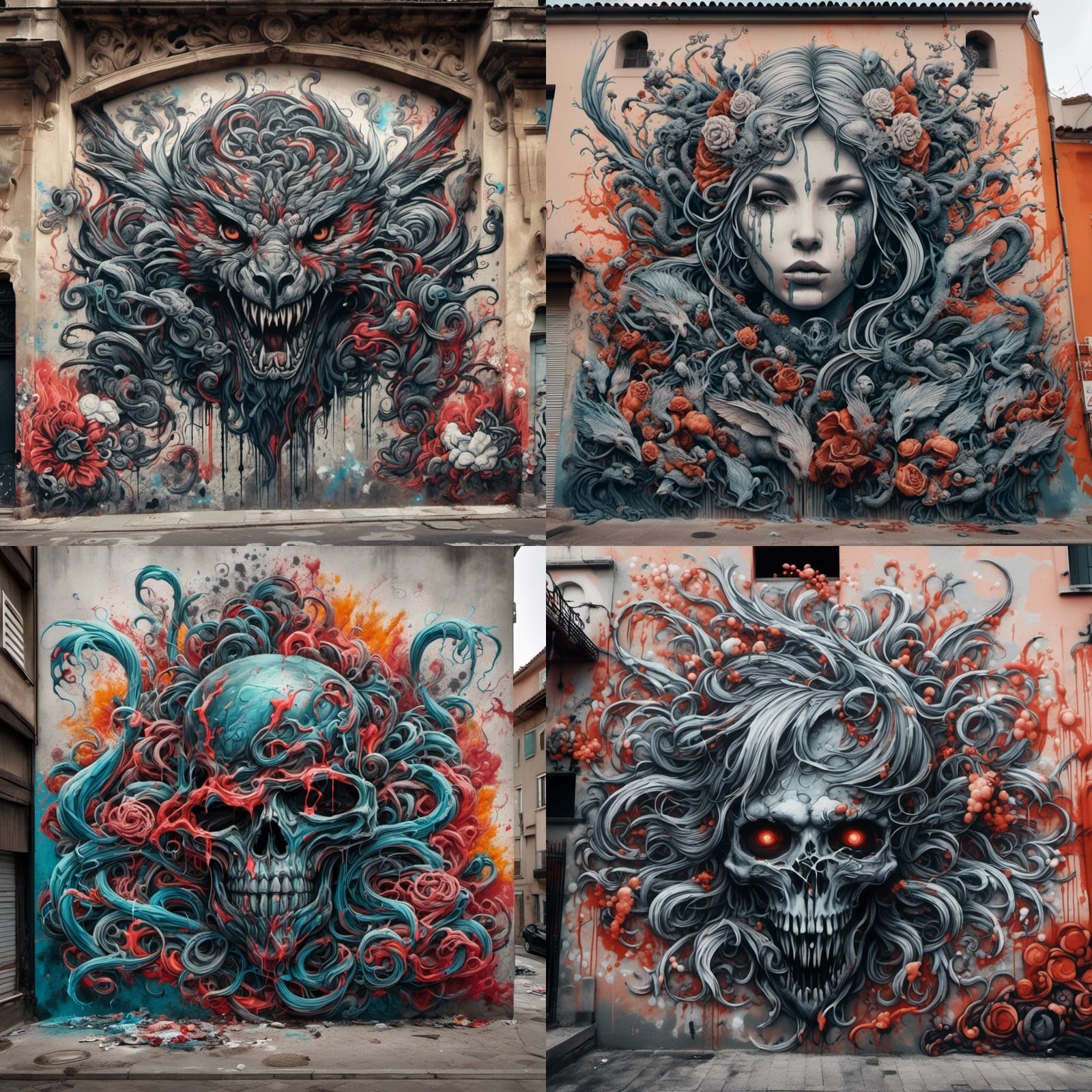 Hyperrealistic Graffiti Art with Mythical Figures