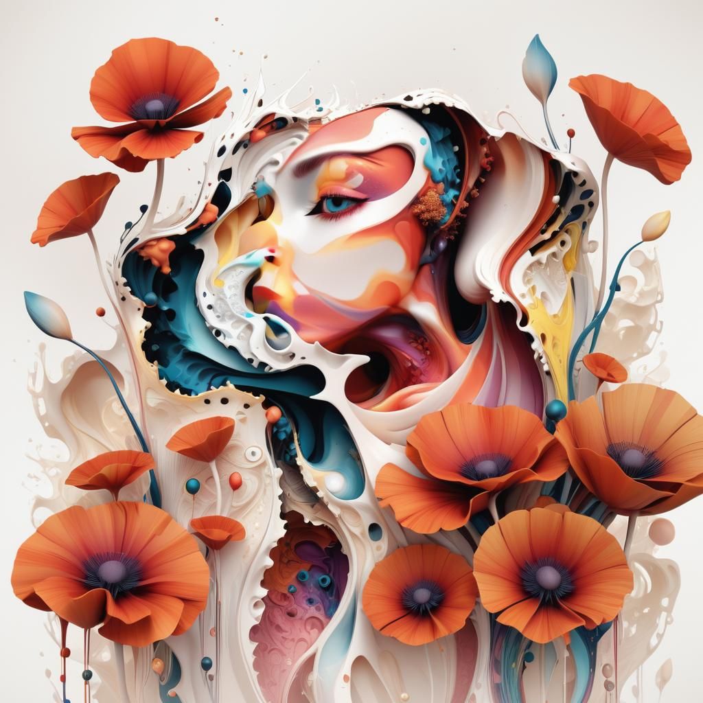 Abstract Fractal Art in Complementary Colors