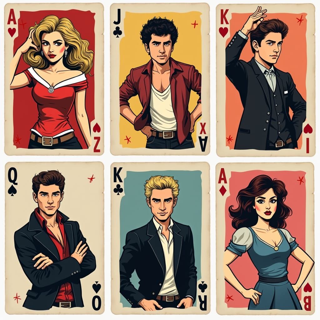 Vintage Grease-Inspired Playing Cards