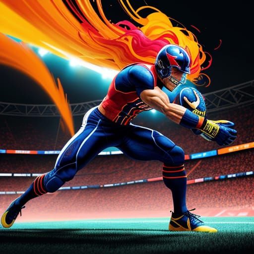 Dynamic Sports Action Illustration in Comic Book Style