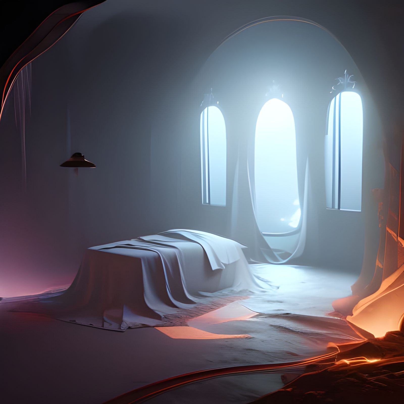 Dark Room with Light, Art Nouveau Style