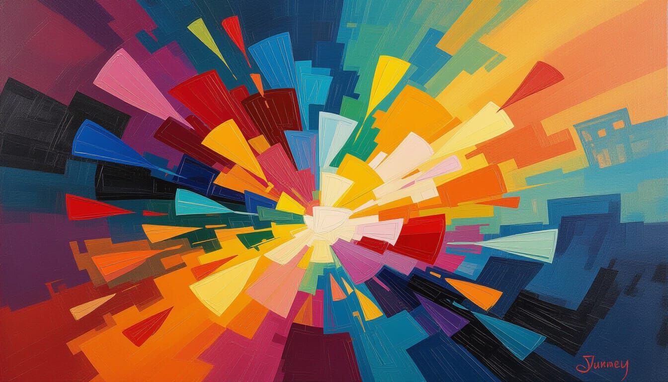 Explosion of Color: Abstract Oil Painting