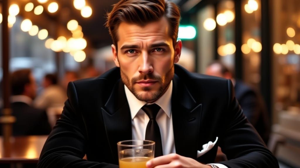 Elegant Portrait of Jack at Paris Cafe in Evening