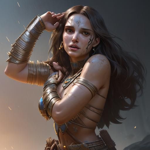 Amazonian Warrior Cosplay Portrait in Digital Art Style