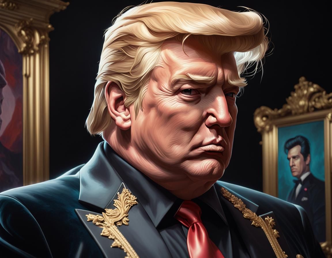 Donald Trump as Fat Elvis in Velvet Painting