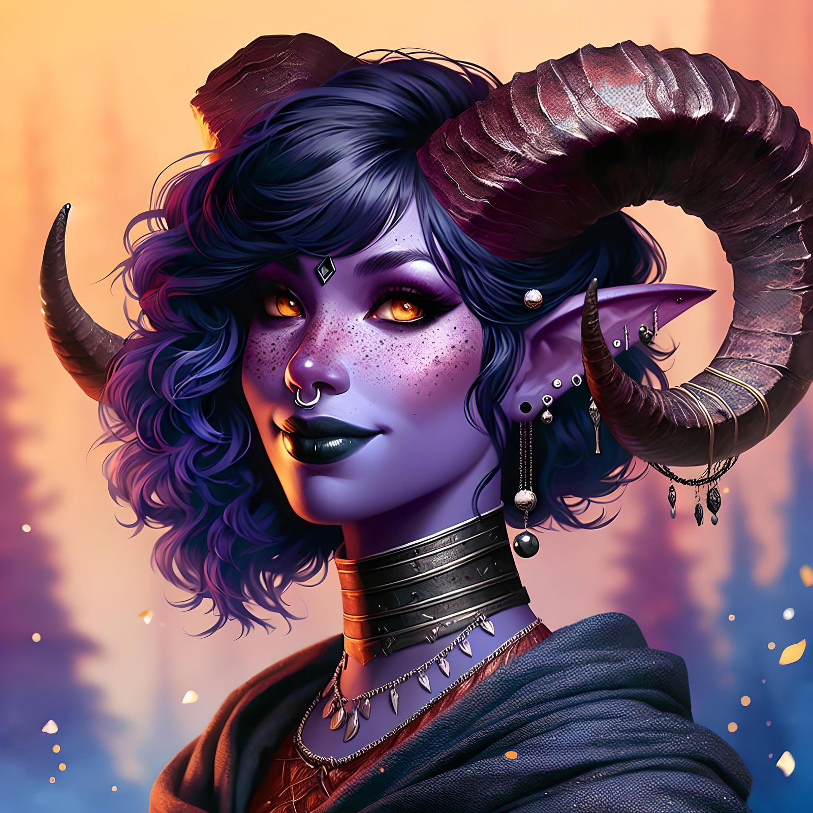 Confident Tiefling Woman at Festival