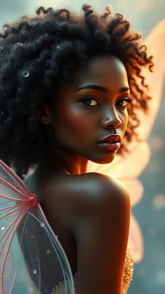 African American Fairy Portrait in Digital Art Style