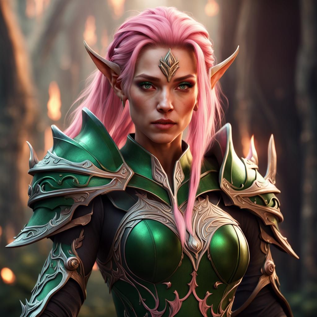 High Elf with Green Flames: Fantasy Art