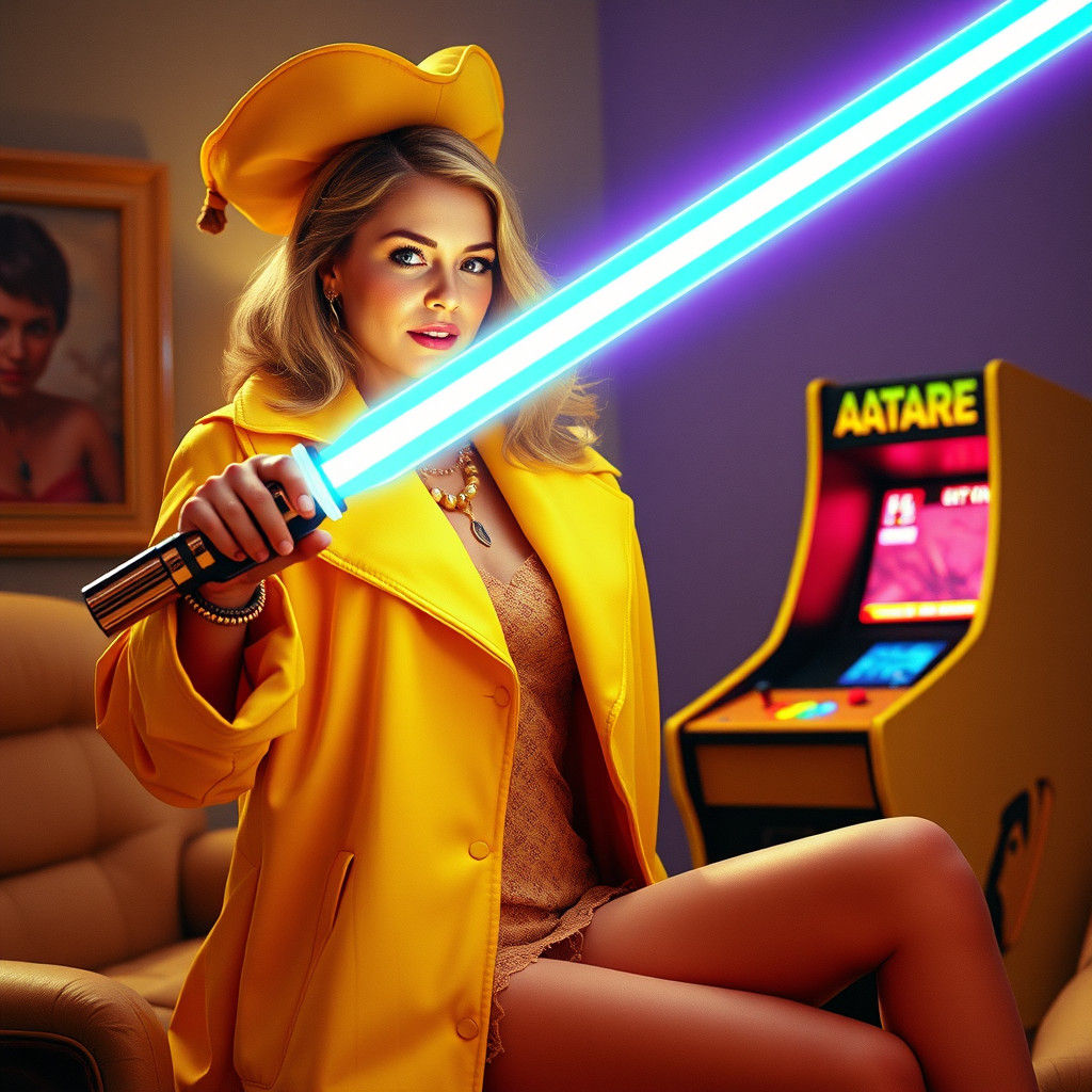 90s Sitcom Fashionista with Banana Lightsaber