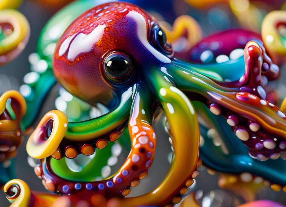 Blown Glass Octopus Figurine: Professional Photography