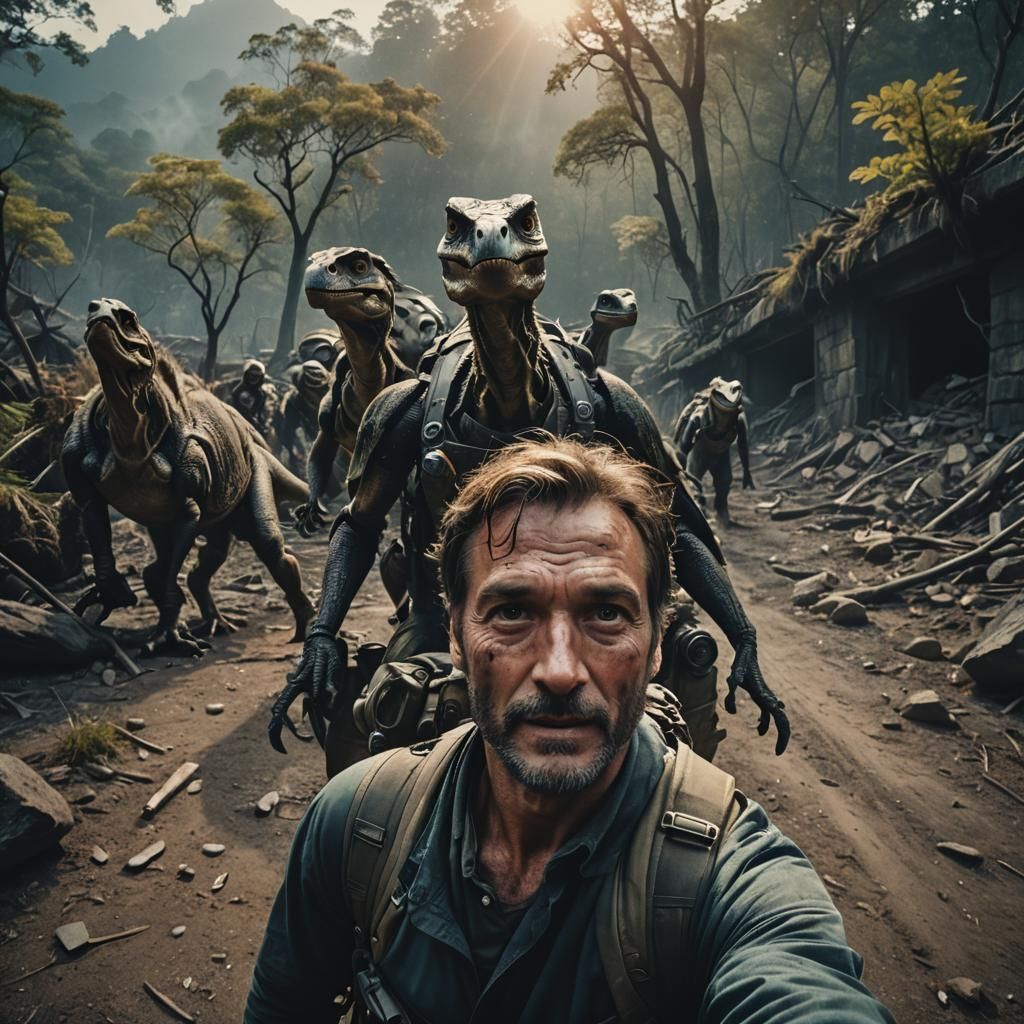 Apocalyptic Selfie: Cinematic Film Still