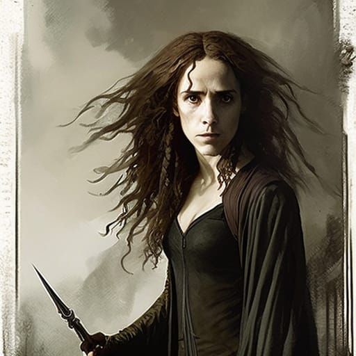 Hermione Granger as Death Eater in Gothic Horror Style