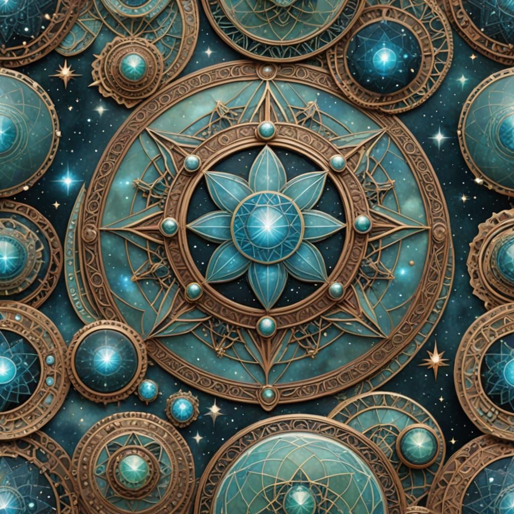 Otherworldly , twinkling stars, cosmic, sacred geometry, lig...