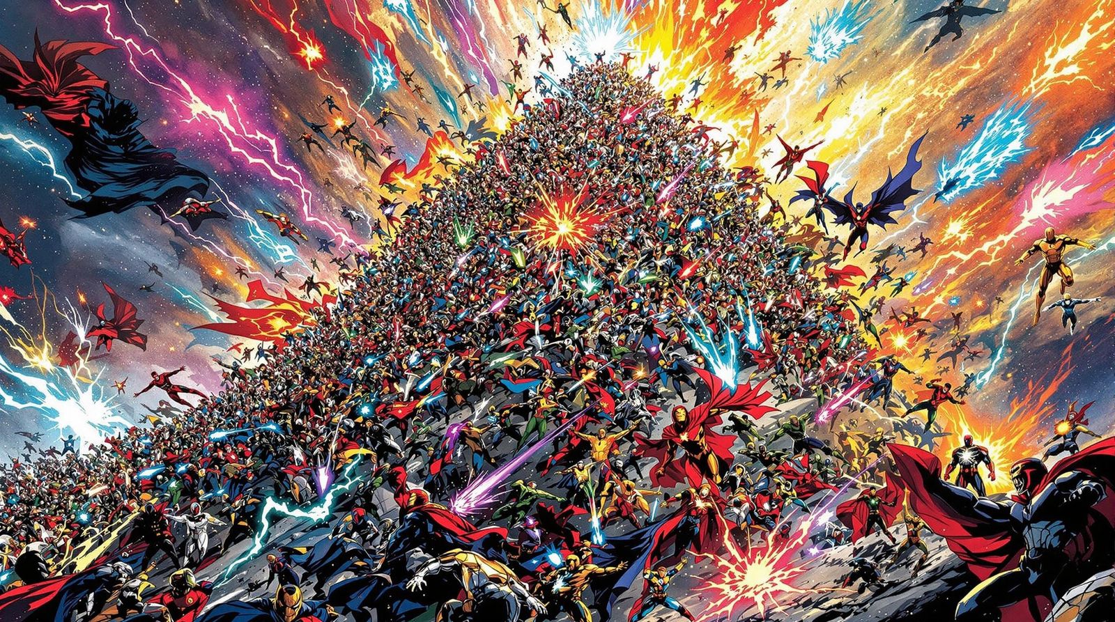 Epic Superhero Battle Unfolds on Towering Mountain