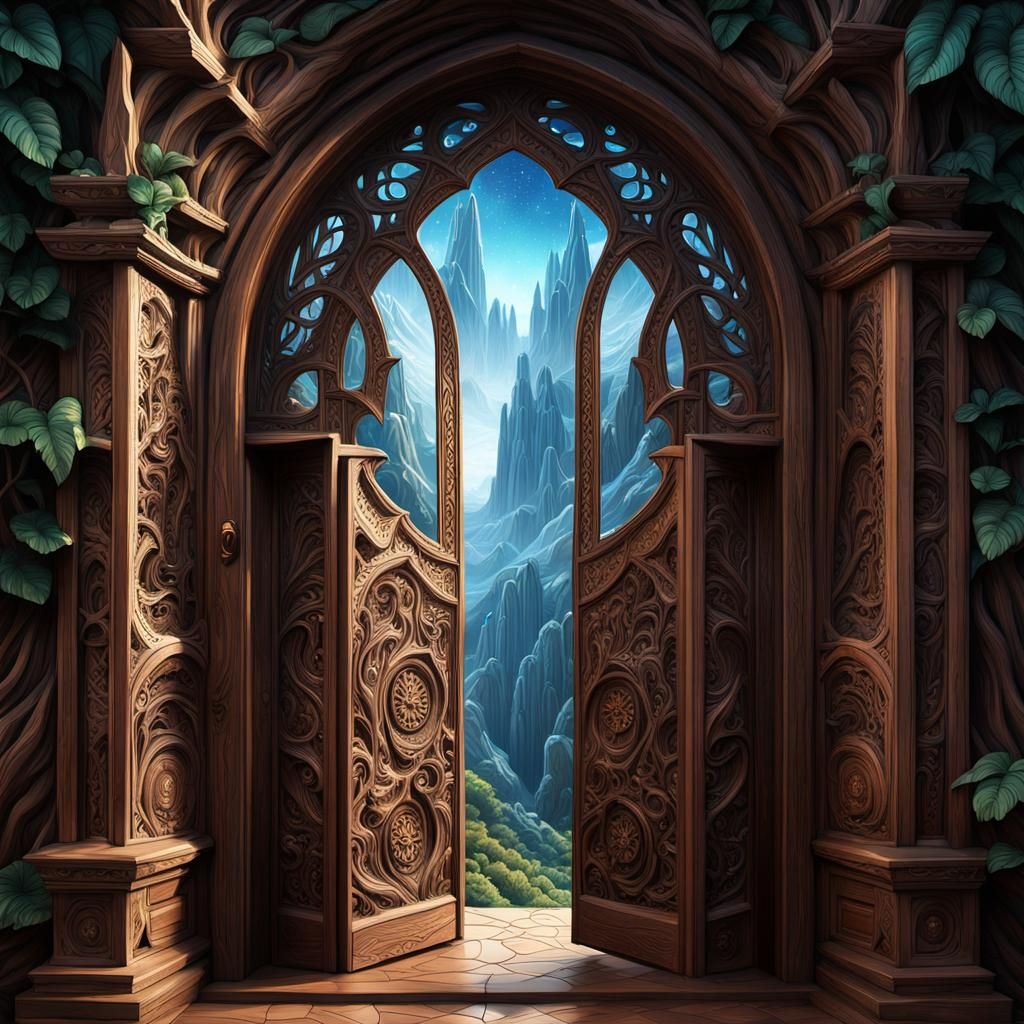 Majestic Carved Doorway in Rocky Mountain