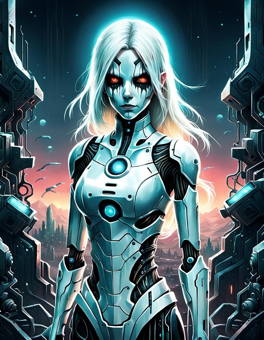 Cyberreality Figure Fading into Morning Light