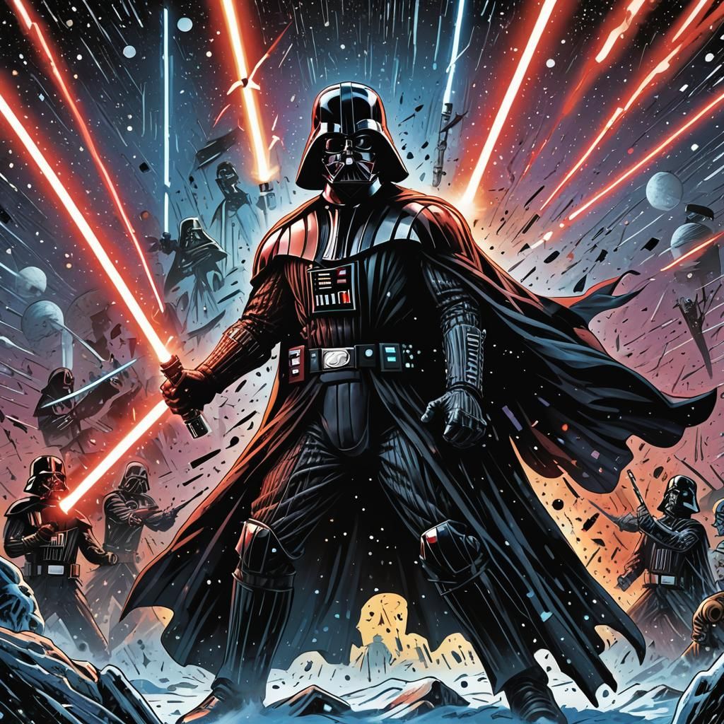 Darth Vader Lightsaber Duel in Lichtenstein Style