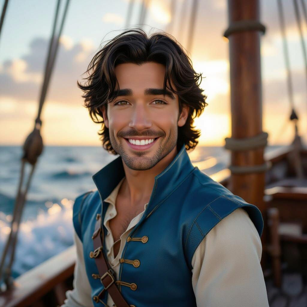 Photorealistic Prince Eric on a Ship Deck