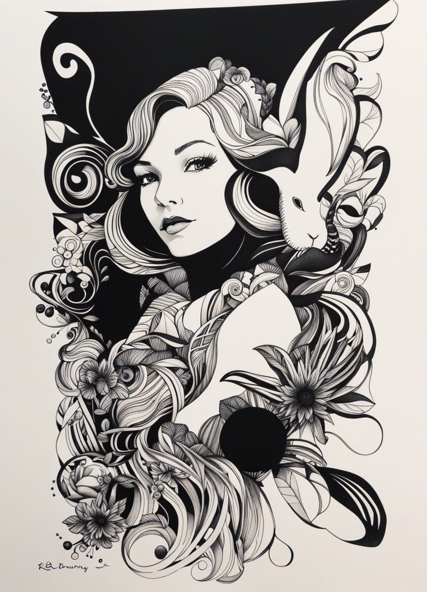 Ink Self-Portrait: Pen and Paper Fine Art