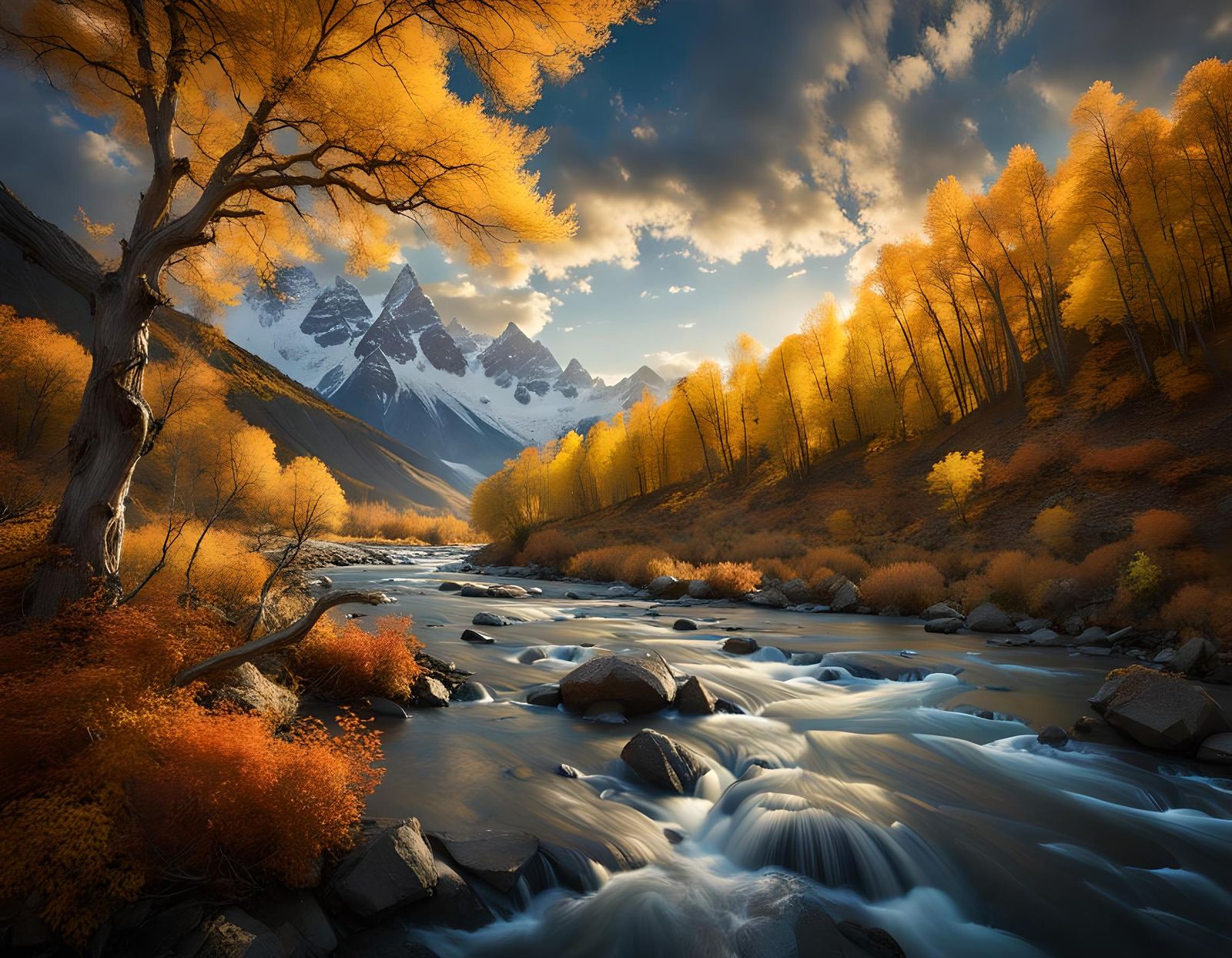 Mountain River Flying Ahead of the Wind