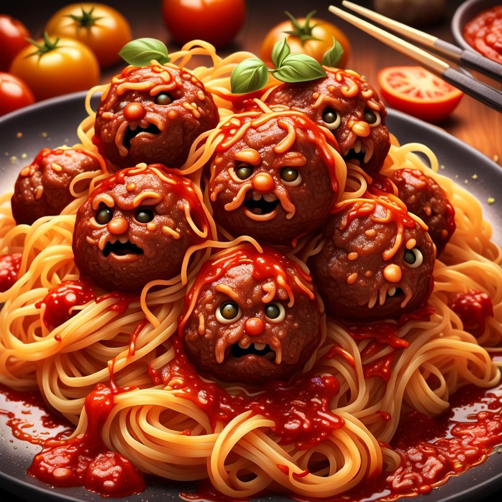 Meatball Warriors Clash in Spaghetti Sauce