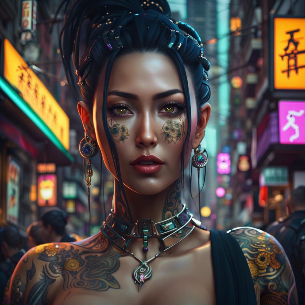 Gorgeous Cyberpunk Exotic Chinese Woman,