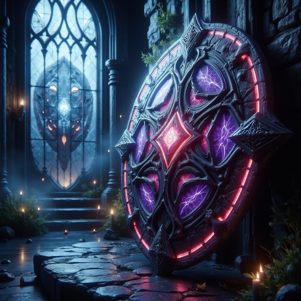Majestic Fantasy Shield in Celtic-Inspired Digital Art