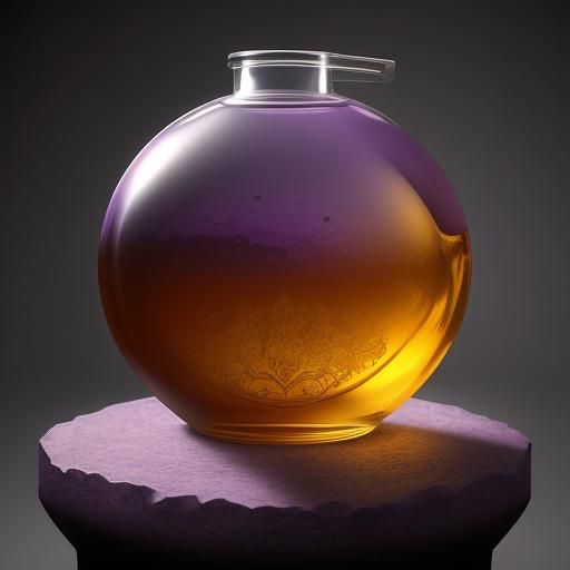A ornate purple potion bottle