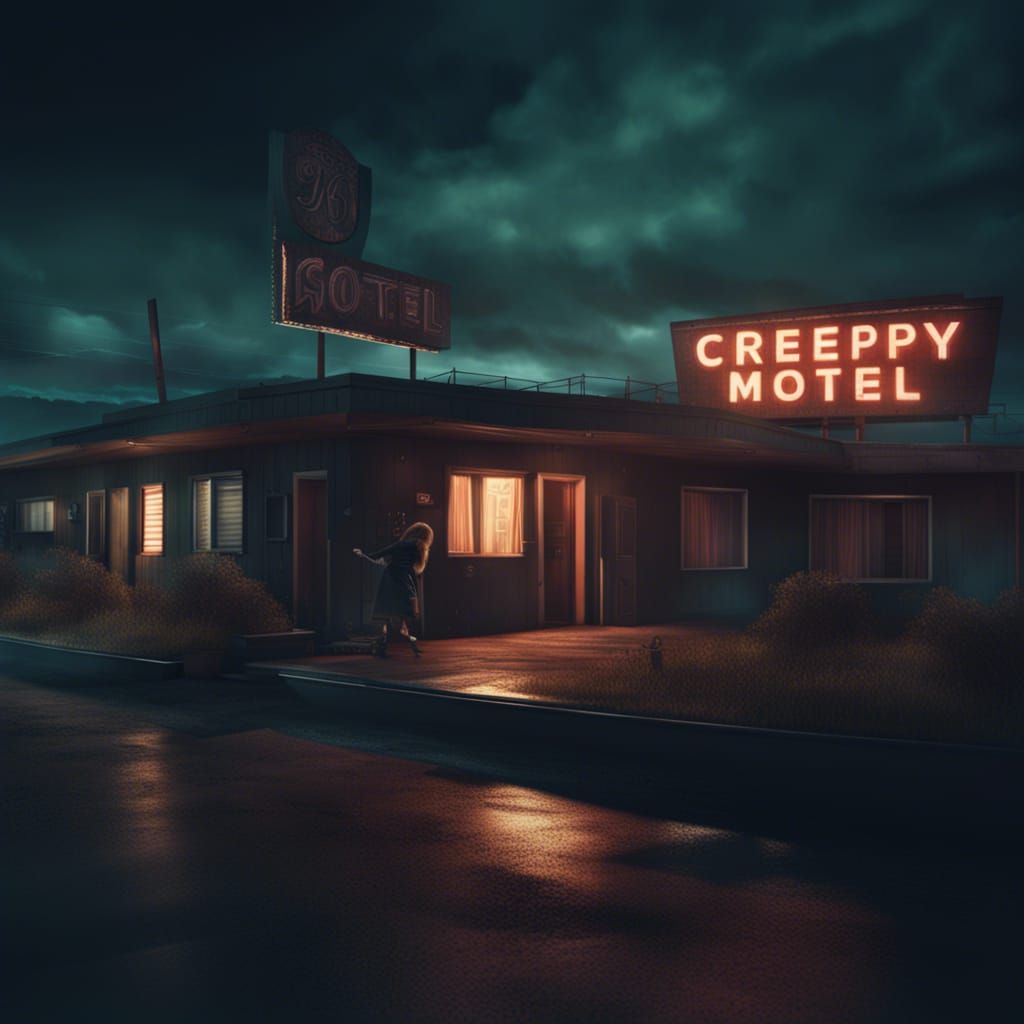 Creepy Motel in Digital Matte Painting Style