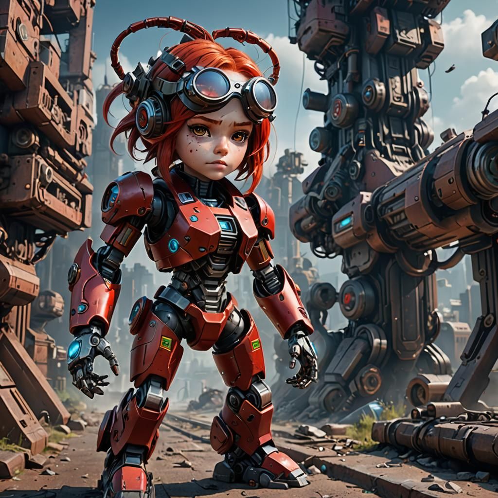 Female Mechagnome with Cybernetic Limbs: Fantasy Art