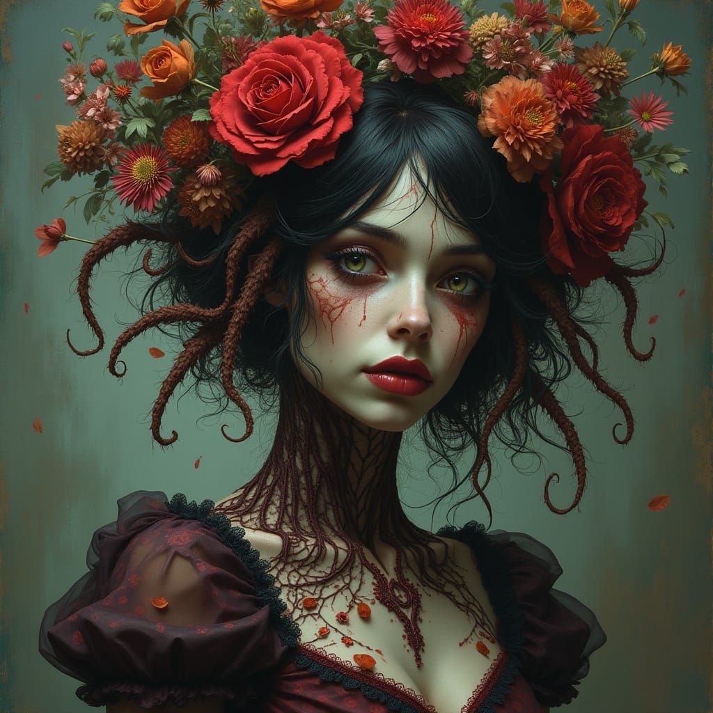 Eerie Macabre Monster Woman Portrait