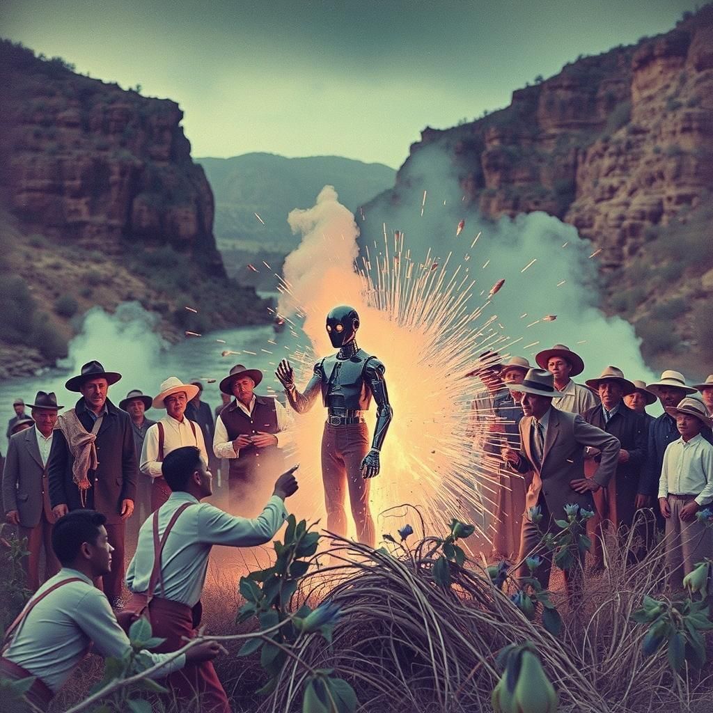 Vintage Photo of Android Baptism with Chromatic Aberrations