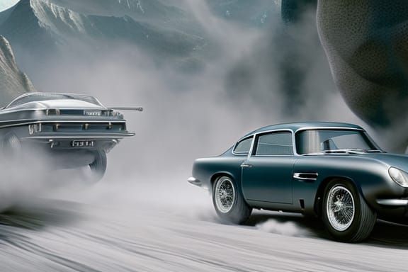 Aston Martin DB5 Races Through Moonscape