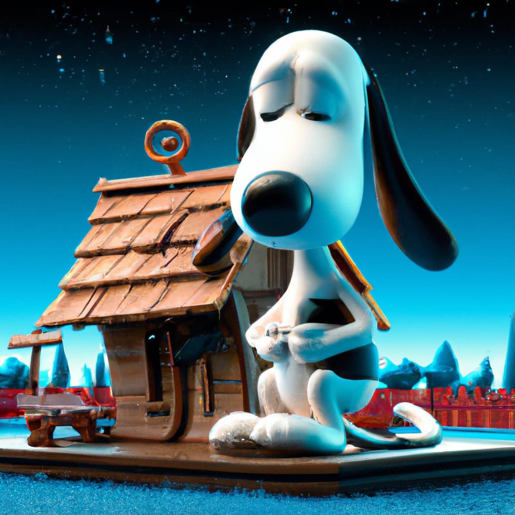 Snoopy on Doghouse: 3D Digital Art