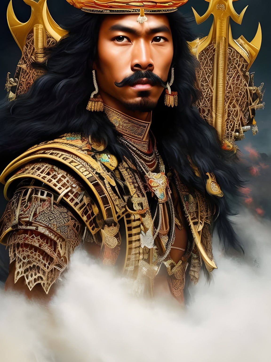 Detailed Portrait of a Cultural Fusion Warrior