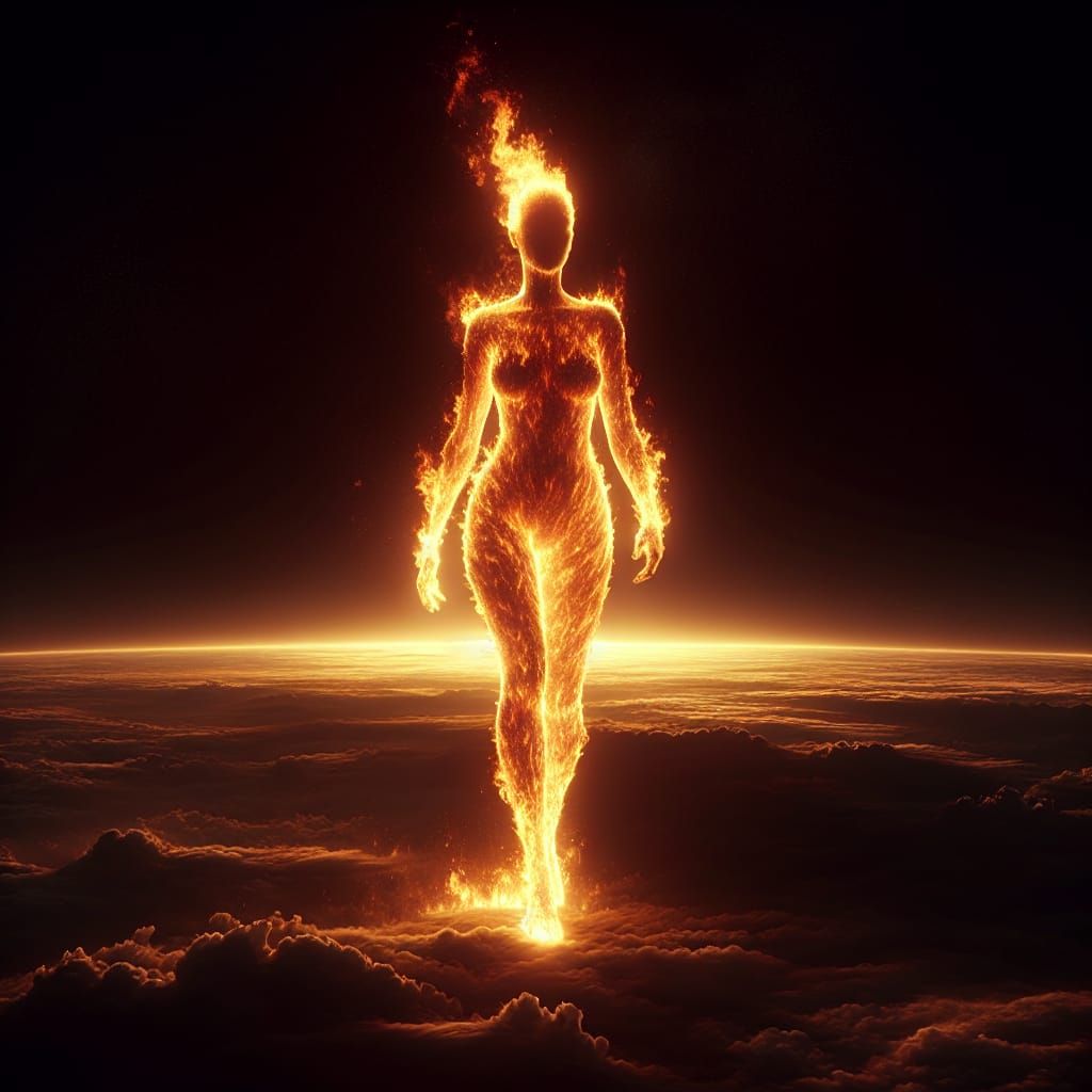 Flame Goddess Ignites Celestial Sky